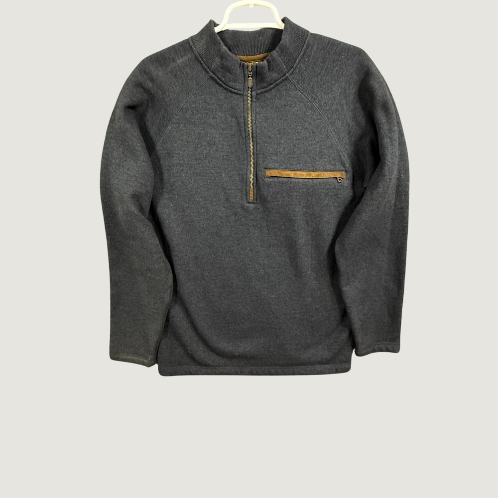 Cabelas Mens Small Blue Wool Blend Quarter Zip Pullover Sweater Raglan Sleeve